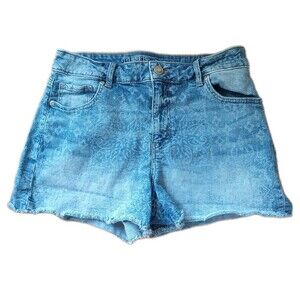 m jeans by Maurices High Rise Denim Jean Shorts 12 Blue Distressed Rolled Hem